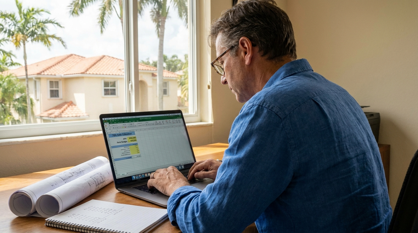 70 rule calculator being used to analyze a South Florida fix and flip deal