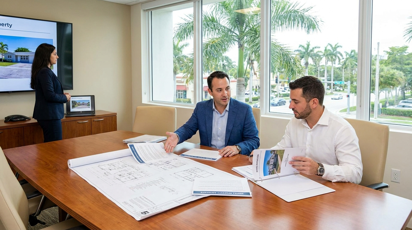 South Florida investor meeting with lender for cash-out refinance after BRRRR renovation