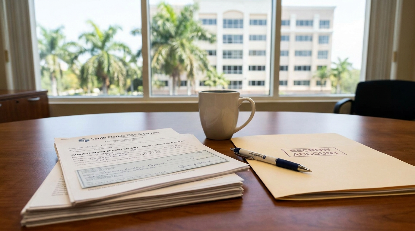 South Florida escrow account receipt for earnest money deposit at a title company
