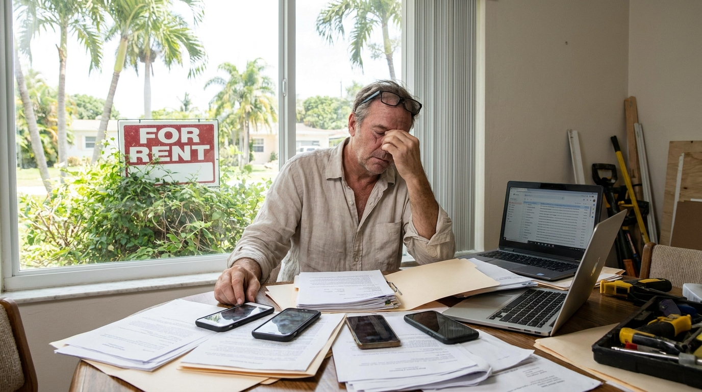 How hard is it to be a landlord — South Florida landlord reviewing maintenance requests for rental properties