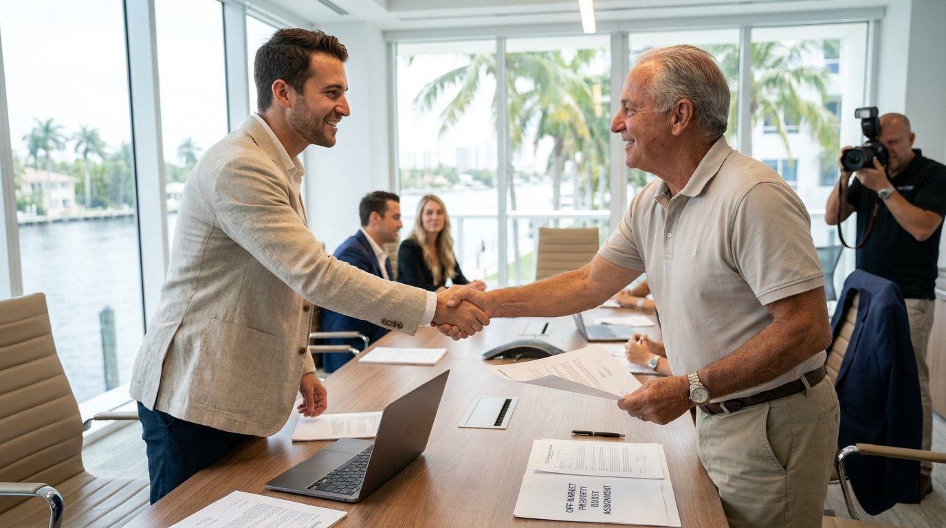 How much do real estate wholesalers make — South Florida wholesale deal closing with handshake