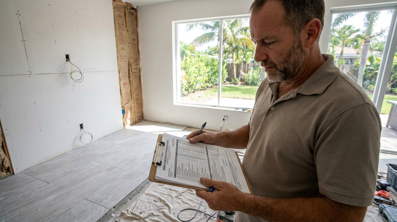 Cost to fix a house in Florida — contractor renovating a South Florida kitchen