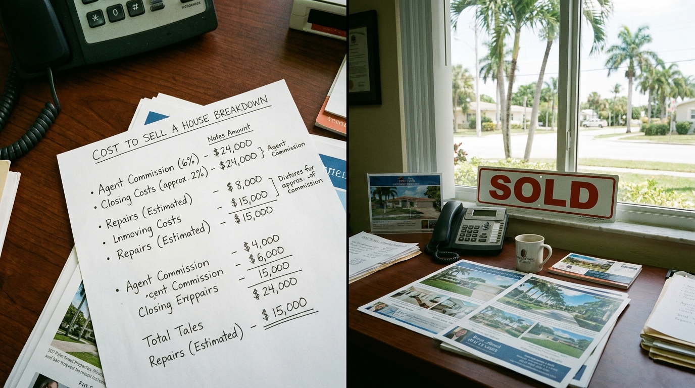 How much does it cost to sell a house — closing cost worksheet showing all seller expenses in a South Florida transaction
