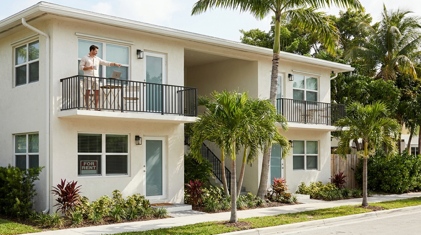 House hacking investor living in one unit of a South Florida duplex