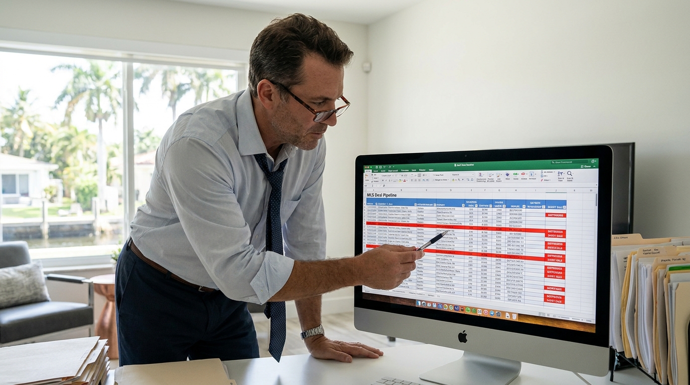 How to find MLS deals — investor agent analyzing South Florida MLS investment deal pipeline on screen