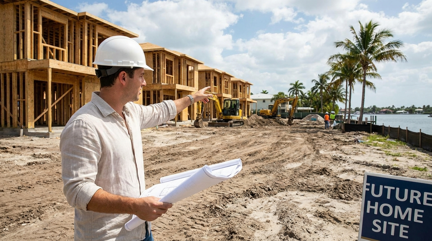 How to get into land development — new construction homes being built on raw South Florida land development project