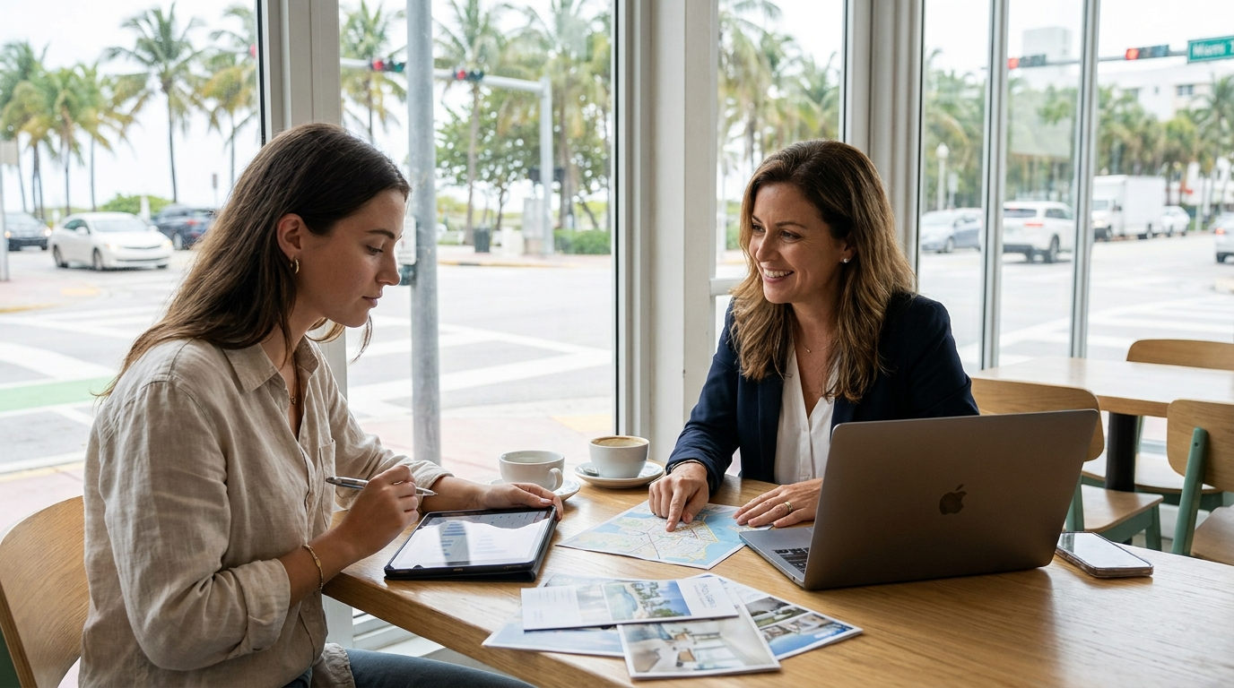 Is now a good time to get into real estate — South Florida first-time homebuyer consulting with real estate agent