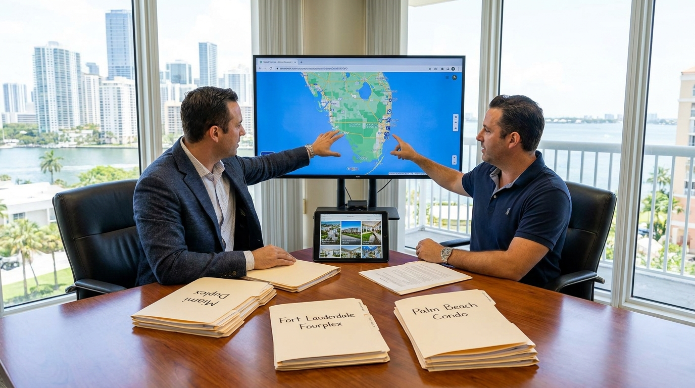 Portfolio lenders meeting with South Florida real estate investor to finance multiple rental properties