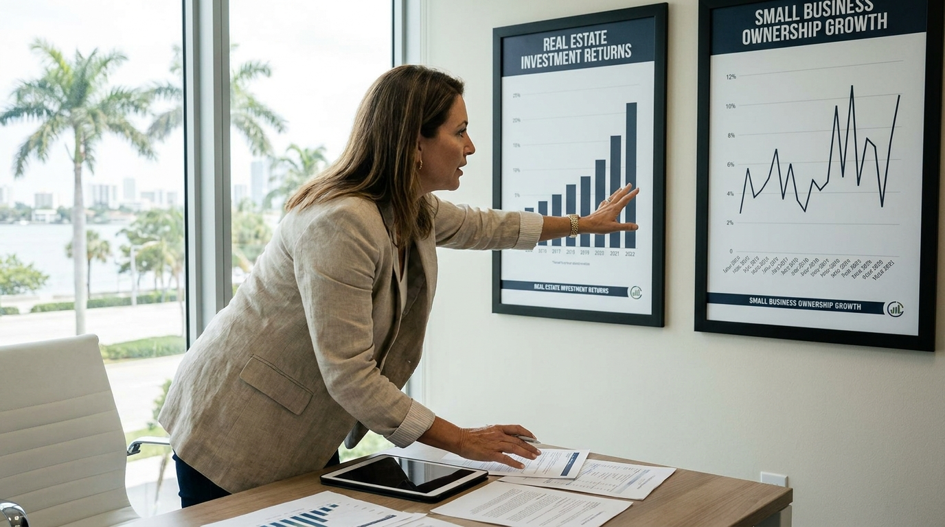 Real estate vs business — South Florida entrepreneur comparing investment returns from property vs small business ownership
