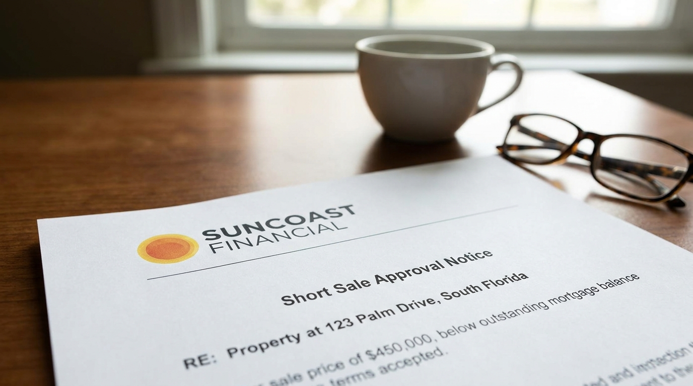 Short sale bank approval letter for South Florida home sale below mortgage balance
