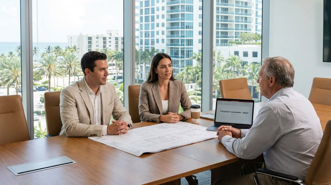 South Florida commercial tenant negotiating TI allowance with landlord for office buildout