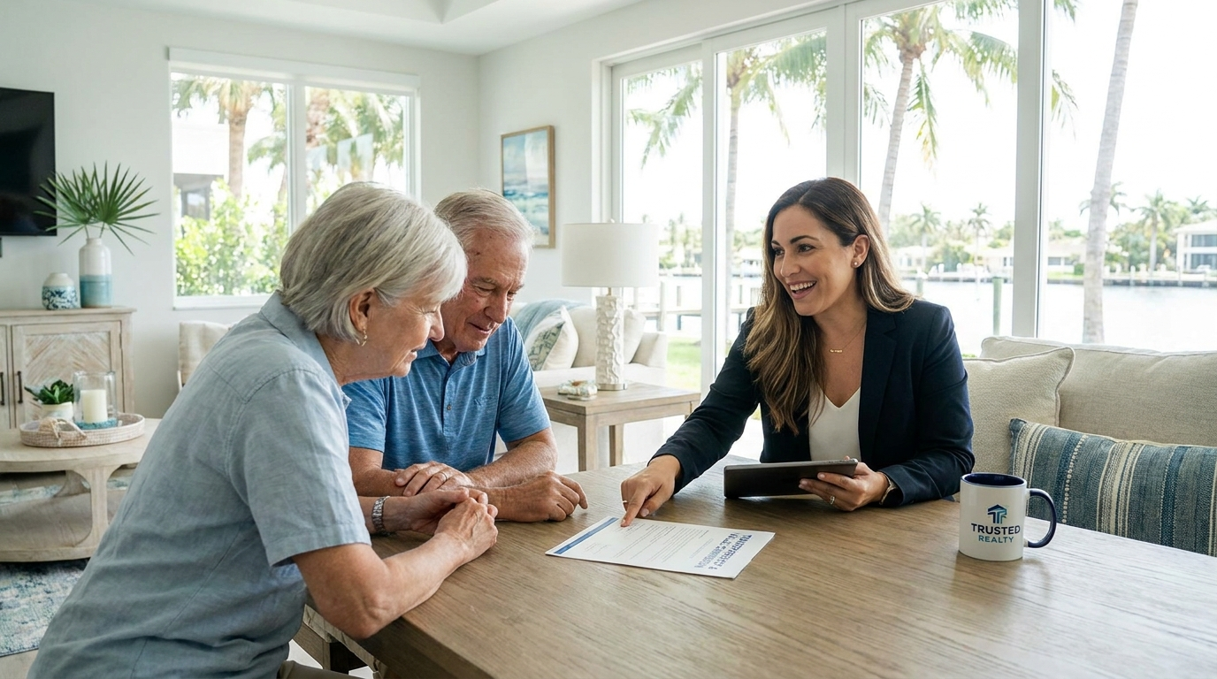 Why do Realtors make so much — agent explaining commission value and services to South Florida home seller